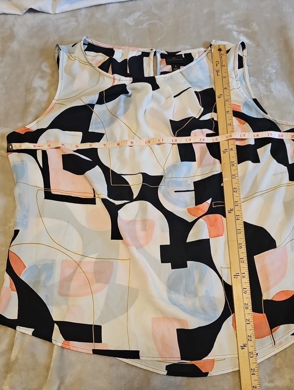 Worthington Abstract Print Sleeveless Top in Black, White & Coral